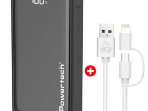 POWERTECH power bank με οθόνη & καλώδιο USB σε Micro/Lightning BNDL-0196