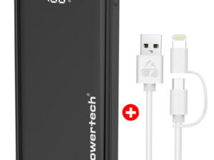 POWERTECH power bank με οθόνη & καλώδιο USB σε Micro/Lightning BNDL-0197