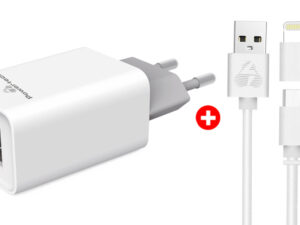 POWERTECH φορτιστής τοίχου 2x USB & καλώδιο USB σε Micro/Lightning BNDL-0198