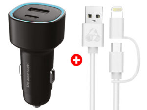 POWERTECH φορτιστής αυτοκινήτου με καλώδιο MFi USB σε micro USB/Lightning BNDL-0207