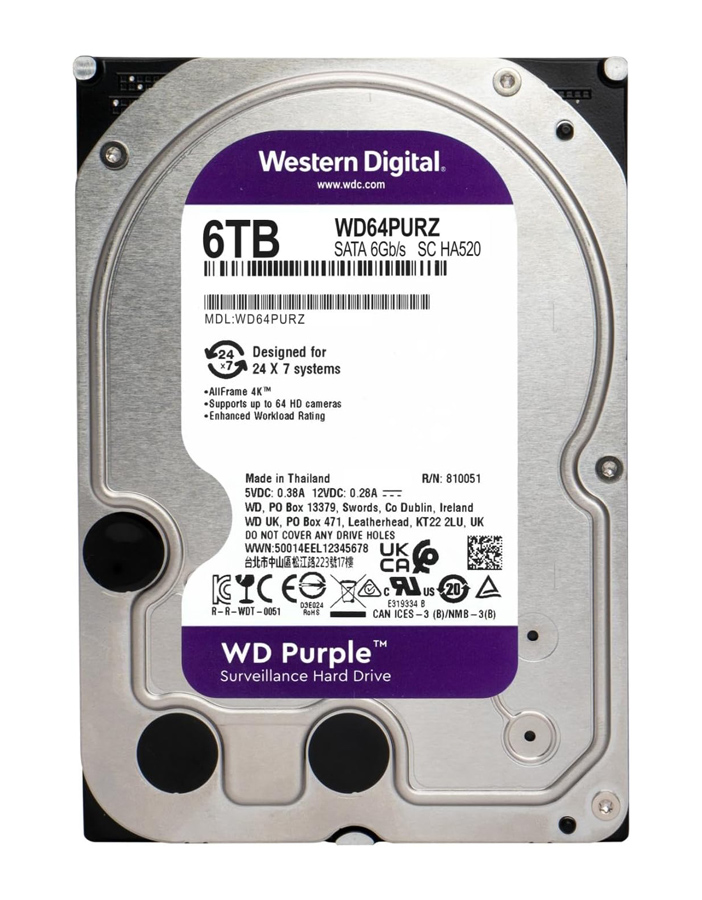 WD σκληρός δίσκος 3.5" Purple Surveillance 6TB