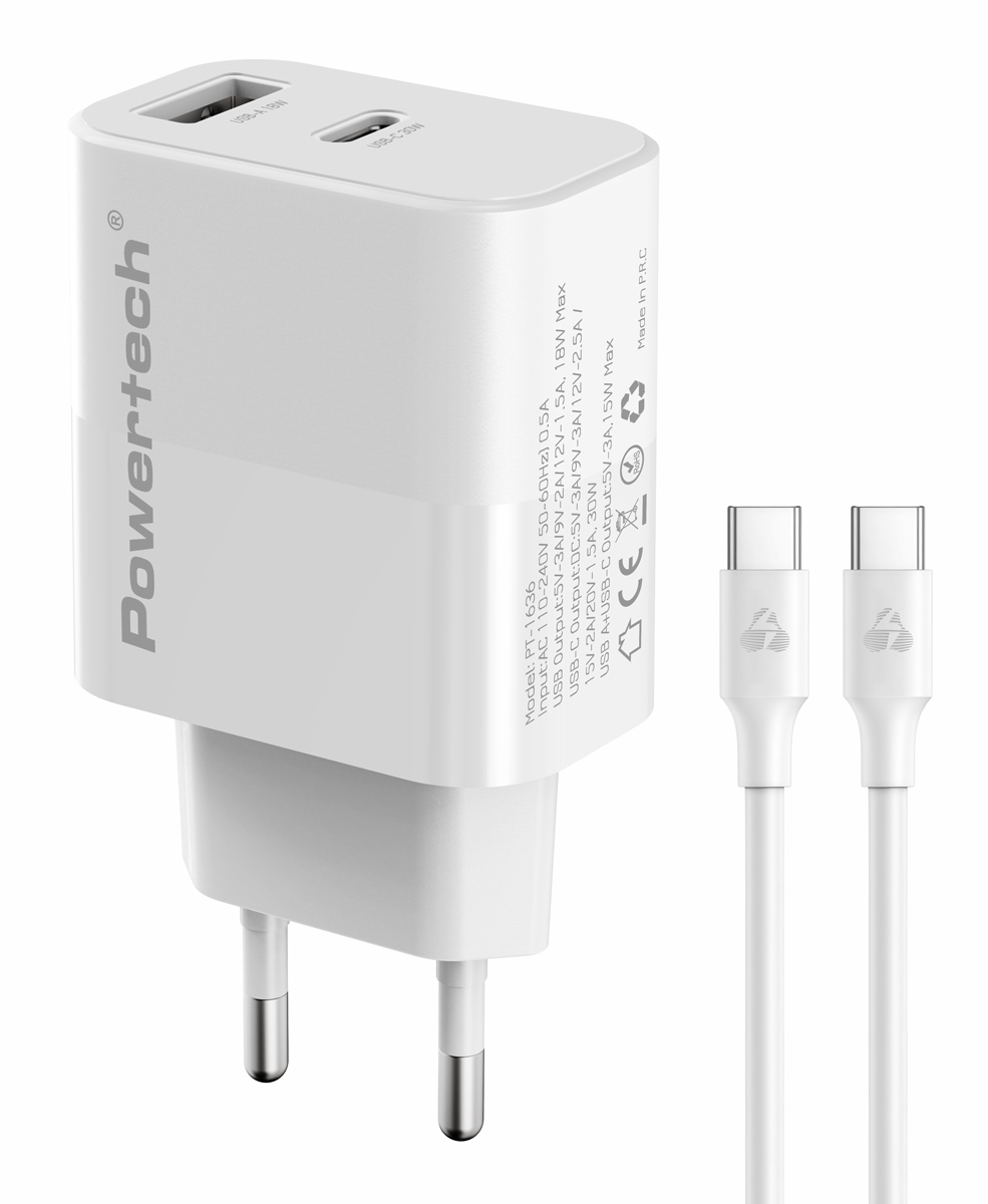POWERTECH φορτιστής τοίχου PT-1636 με καλώδιο