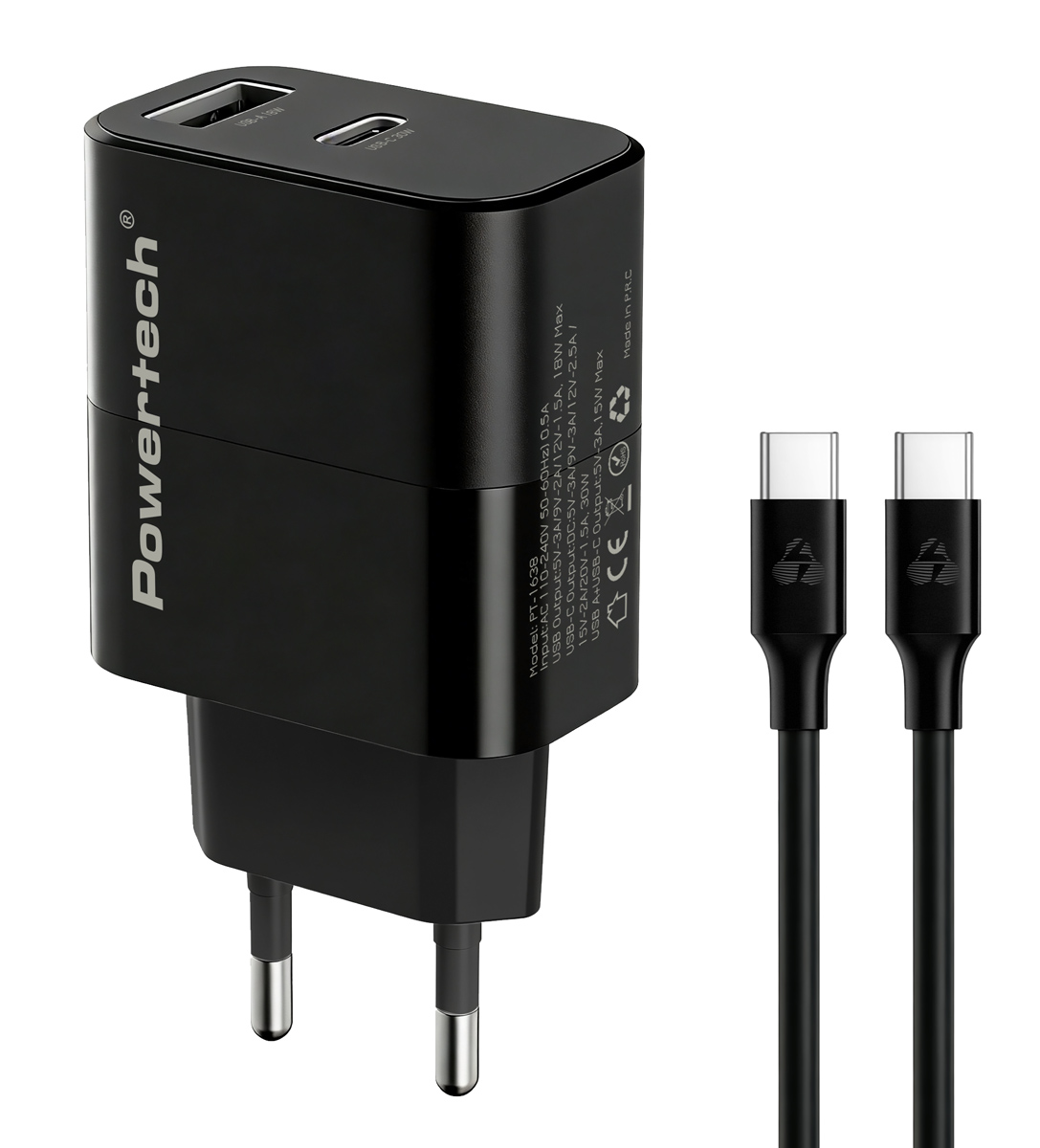 POWERTECH φορτιστής τοίχου PT-1638 με καλώδιο